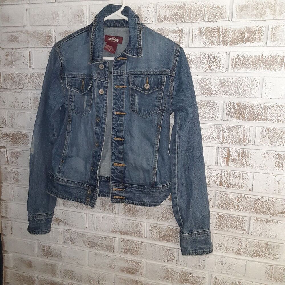 Vanity Jeans Jacket Medium Distressed Fade Classic sz S